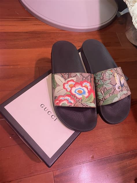 gucci slides butterfly|Gucci floral slides outfit.